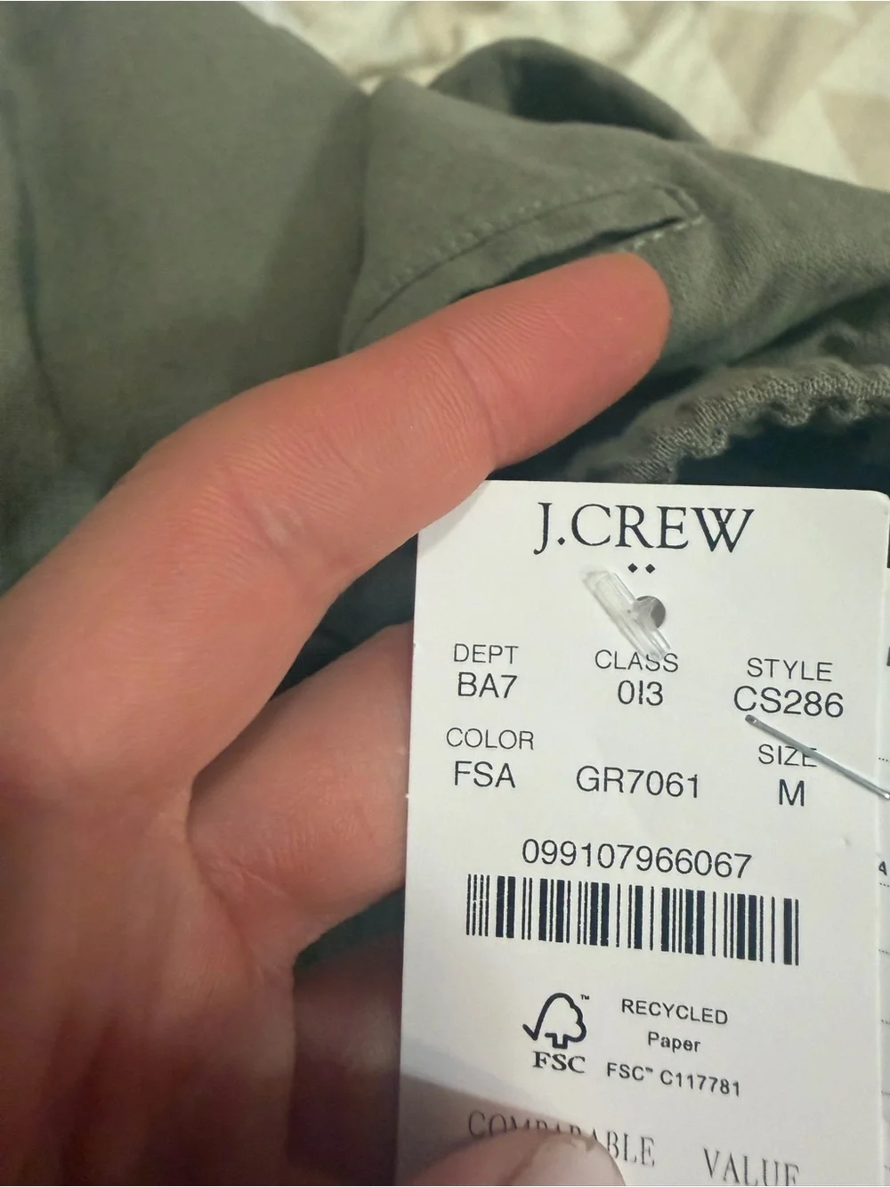 J crew faded surplus green Linen-cotton blend drawstring pant